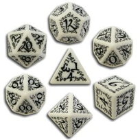 Komplet Kości Elfickich, biało-czarny, Q-Workshop, kości RPG Q-WORKSHOP