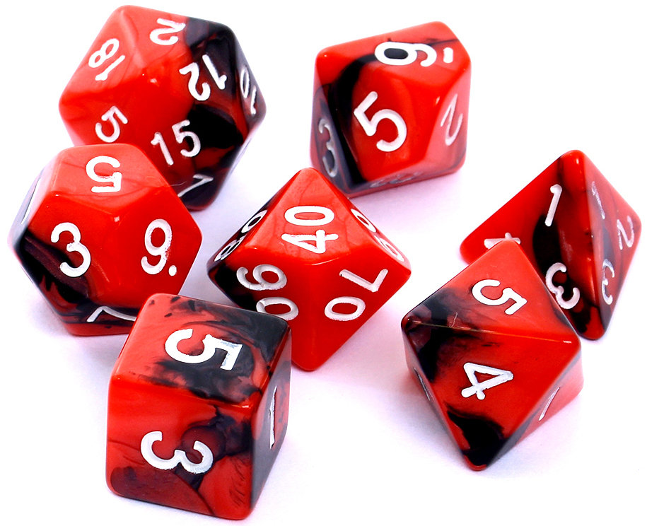 Komplet kości RPG, Rebel, czerwono-czarne