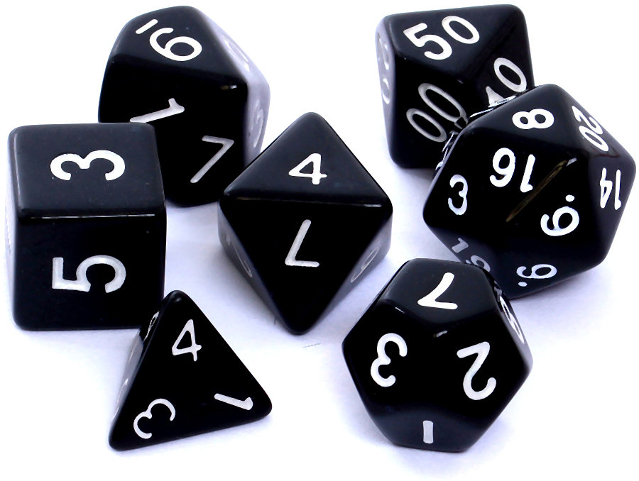 Komplet kości RPG, Rebel, matowe - czarne