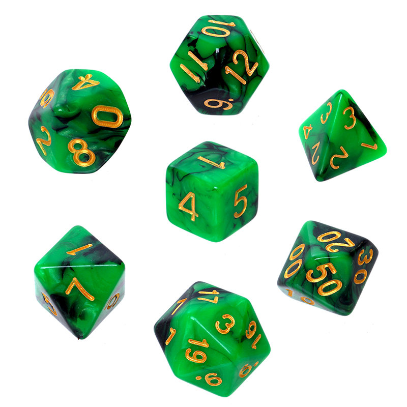 Komplet kości RPG, Rebel, zielono-czarne