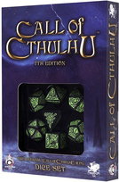 Komplet Kości "Zew Cthulhu" 7th Edition, czarno-zielony, Q-Workshop, kości RPG Q-WORKSHOP