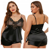 Komplet koszulka szorty plus size koronka - XL Luvu