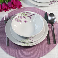 Komplet obiadowy dla 6 osób okrągły zestaw talerzy PRIMA DECO Lawenda 18-elementów