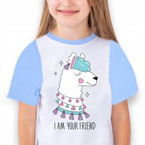 Komplet Piżama Dziecięca Niebieska Do Snu Lama I AM YOUR FRIEND Wzory - 116