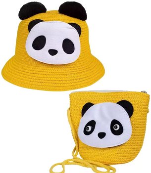 Komplet pleciony kapelusz uszy panda + torebka - Agrafka