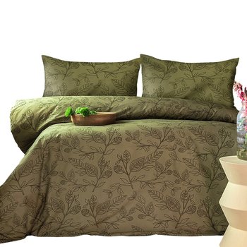 Komplet pościeli 220x200 100% BAWEŁNA satynowa zielone listki Green Luxury - Darymex