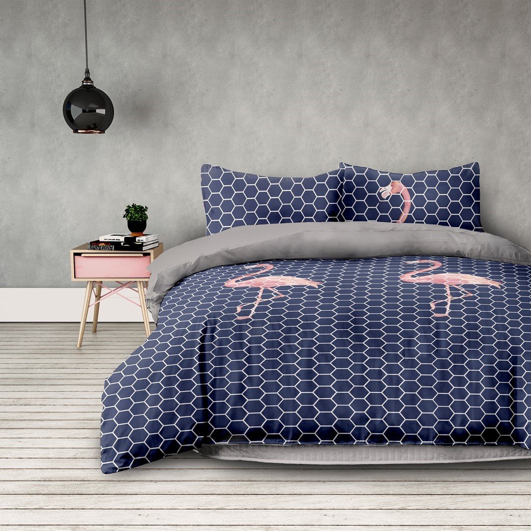 Komplet pościeli AmeliaHome Flamingodark, 2x 155x220 cm, 2x 80x80 cm