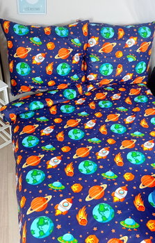 Komplet pościeli bawełnianej dla dziecka 100x160 cm  -Kosmos - kolorowesny