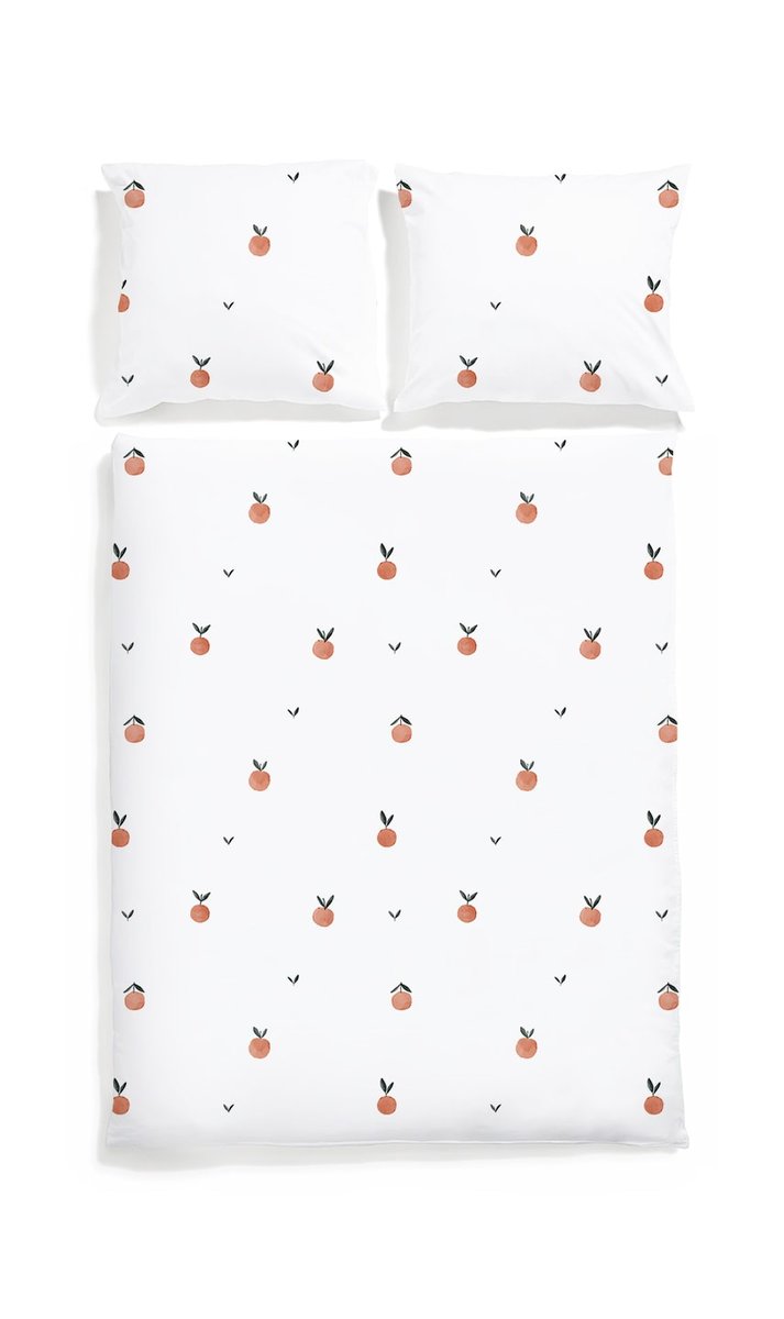 Komplet pościeli dwustronnej WHITE POCKET Mandarynki, 220x200 cm