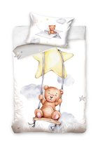 Komplet pościeli dziecięcej do łóżeczka 90x120 100% BAWEŁNA Miś na huśtawce