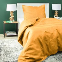 Komplet pościeli lnianej Linen 150x200cm yellow, 150 x 200 cm/ 1 poszewka 60 x 50 cm