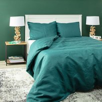Komplet pościeli lnianej Linen 200x200cm emerald green, 200 x 200 cm/ 2 poszewki 60 x 50 cm