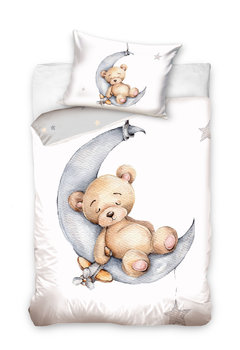 Komplet pościeli niemowlęcej do łóżeczka 100x135, wzór miś   - Carbotex