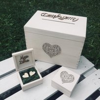 Komplet pudełko na koperty + na obrączki Białe 3
