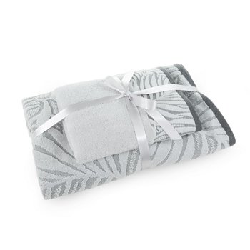 Komplet ręczników 2 szt Lorena srebrny stalowy 490 g/m2 frotte zestaw upominkowy Eurofirany - Eurofirany
