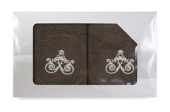 Komplet ręczników w pudełku 2 szt VIVA brązowy wzór nr 1, 50x90, 70x140 Greno - Greno