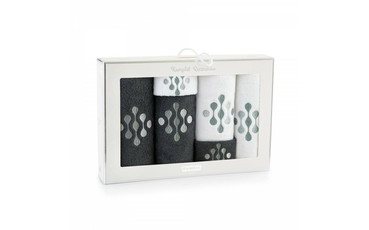 Zdjęcia - Ręcznik Komplet ręczników w pudełku 6 szt Krople grafitowy biały Zwoltex 23