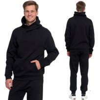 KOMPLET SPODNIE DRESOWE MĘSKIE I BLUZA Z WYSOKĄ STÓJKĄ BAWEŁNA BLACK MORAJ M