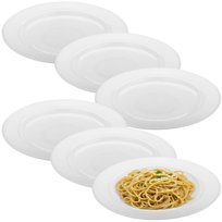 KOMPLET Talerze obiadowe płytkie STRIPE ryflowane 25cm 6 sztuk szkło opal