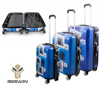 Komplet walizek podróżnych poliwęglan 3 szt na kółkach z rączką teleskopową / BERWIN - Inna marka