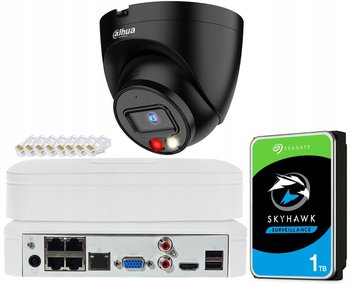Kompletny Zestaw Monitoringu Ip 4Mpx Dahua Z Możliwością Rozbudowy Do 4 Kamer 1 X Kamera Ip 4Mpx Full-Color / Rejestrator Ip 4Ch Poe / Dysk Hdd 1Tb / Komplet Wtyków - Dahua