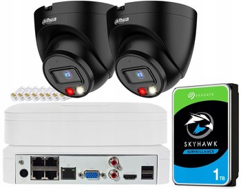 Kompletny Zestaw Monitoringu Ip 4Mpx Dahua Z Możliwością Rozbudowy Do 4 Kamer 2 X Kamera Ip 4Mpx Full-Color / Rejestrator Ip 4Ch Poe / Dysk Hdd 1Tb / Komplet Wtyków - Dahua