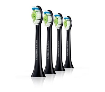 Końcówki DiamondClean PHILIPS HX6064, 4 szt - standardowa, czarna pasuje do Sonicare wybielające zęby usuwa przebarwienia usuwa płytkę CE FDA RoHS - Philips