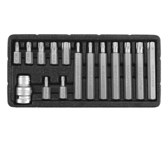 Końcówki torx z otworem YATO 0417, 15 elementów
