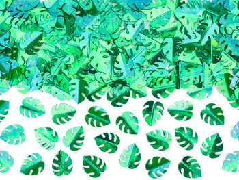 Konfetti metalizowane Liście, zielone, 15 g - PartyDeco