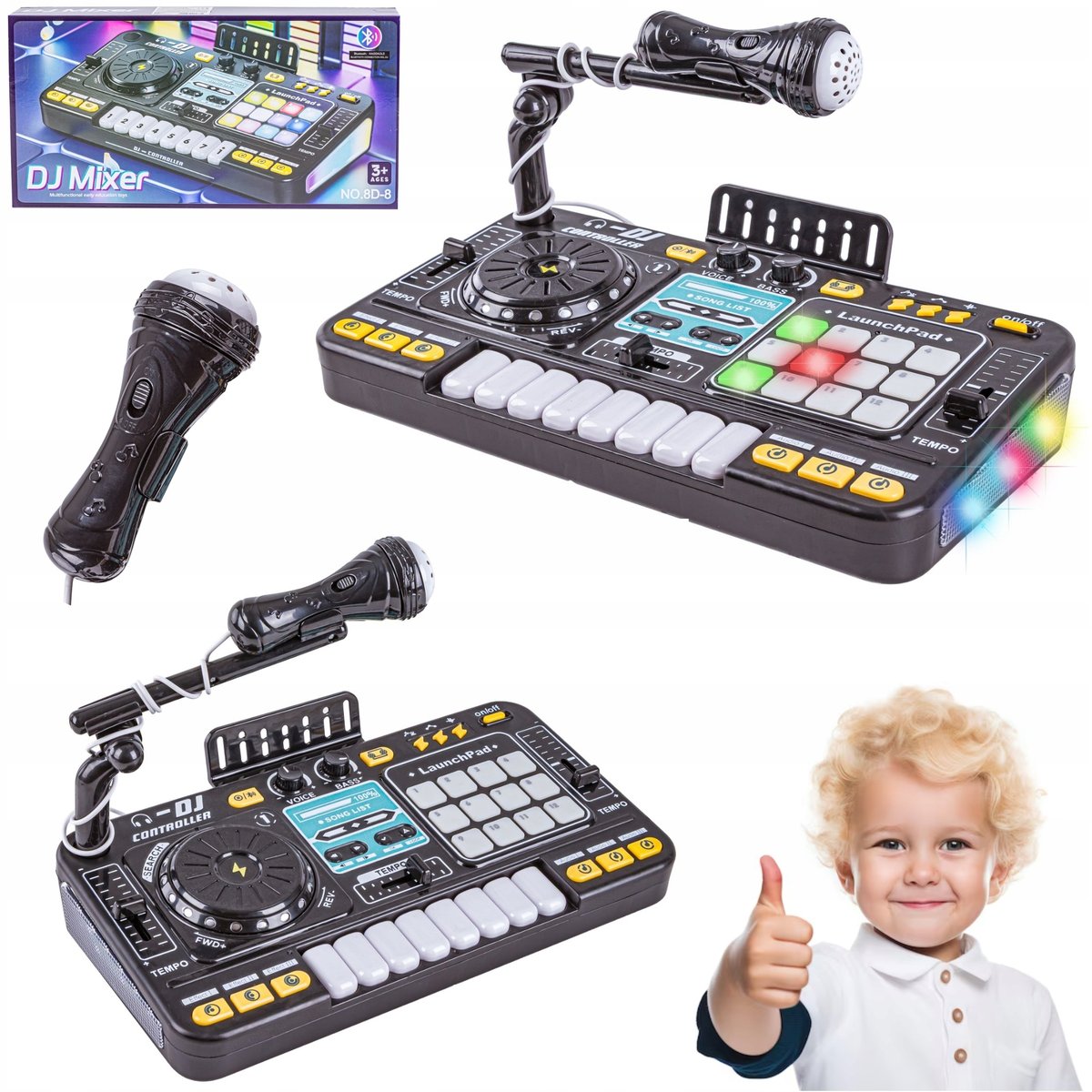 Konsola DJ Dla Dzieci Mikser Muzyczny Mikrofon LED Nagrywanie
