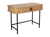 Konsola ryflowanymi frontami BOHO dąb czarne uchwyty 100 cm