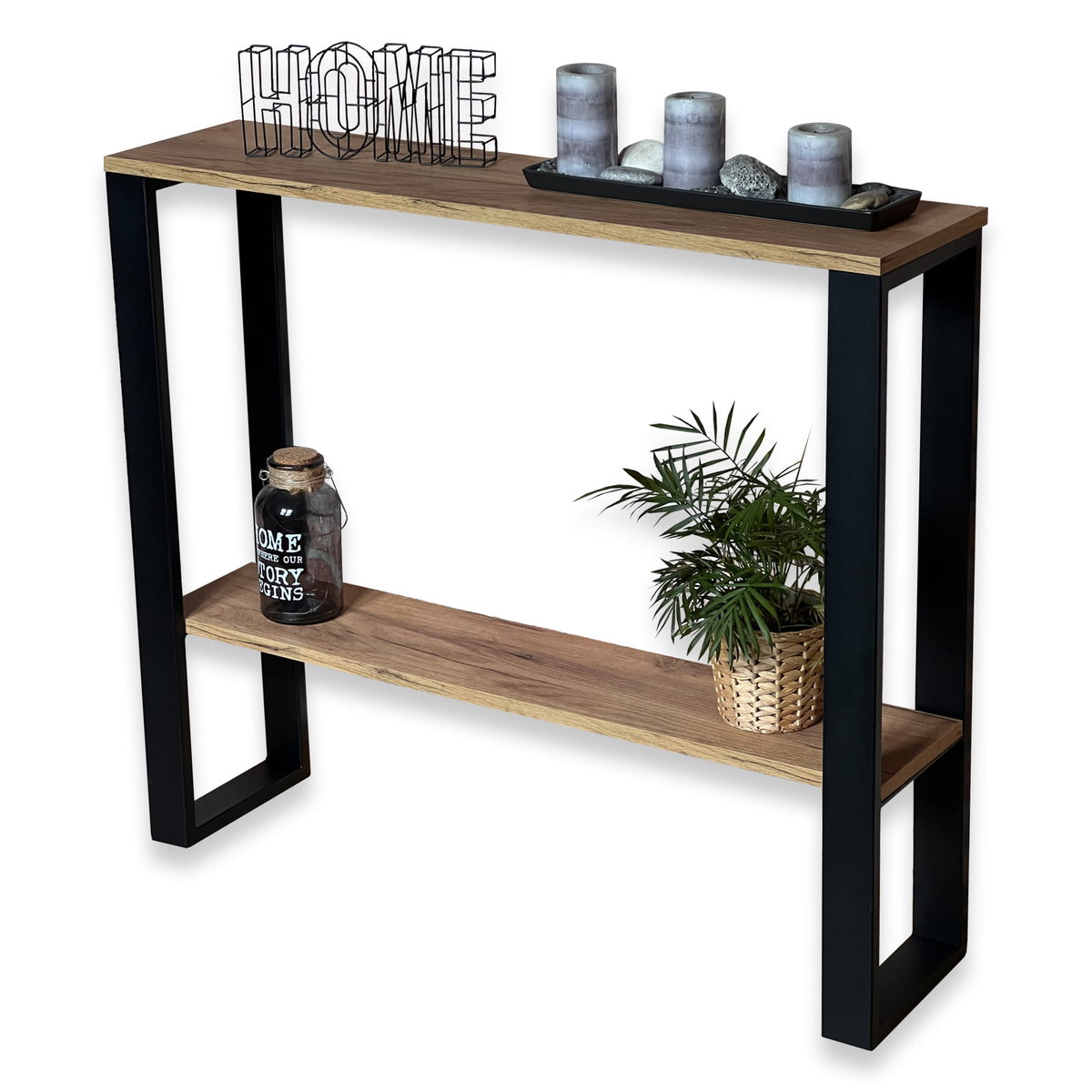 Konsolka, Konsola, Toaletka Loft Czarna Z Półką Pr. 6X2 - STALWELD ...