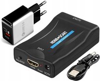 KONWERTER ADAPTER HDMI DO SCART + ŁADOWARKA USB