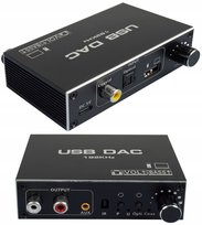 KONWERTER AUDIO USB DAC TOSLINK COAXIAL CINCH AUX WZMACNIACZ REGULACJA BASS PAWONIK