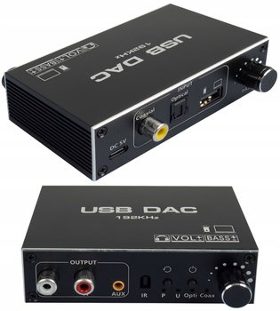 KONWERTER AUDIO USB DAC TOSLINK COAXIAL CINCH AUX WZMACNIACZ REGULACJA BASS - PAWONIK