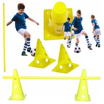 KOORDYNACYJNY TRENINGOWY 3w1 2 pachołki 32cm z otworami + tyczka1m Piłkarza