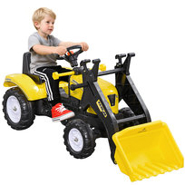 Koparka samojezdna HOMCOM ze schowkiem, koparka samojezdna z łopatą, traktor na pedały, koparka do piasku, koparka dla dzieci, koparka samojezdna, koparka łopatowa dla 3-latków, żółto-czarna