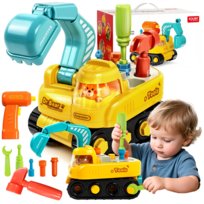 Koparka Zabawka Interaktywna Edukacyjna dla Dzieci Wkrętarka Młotek Narzędzia Jeżdzi Gra Świeci PREZENT