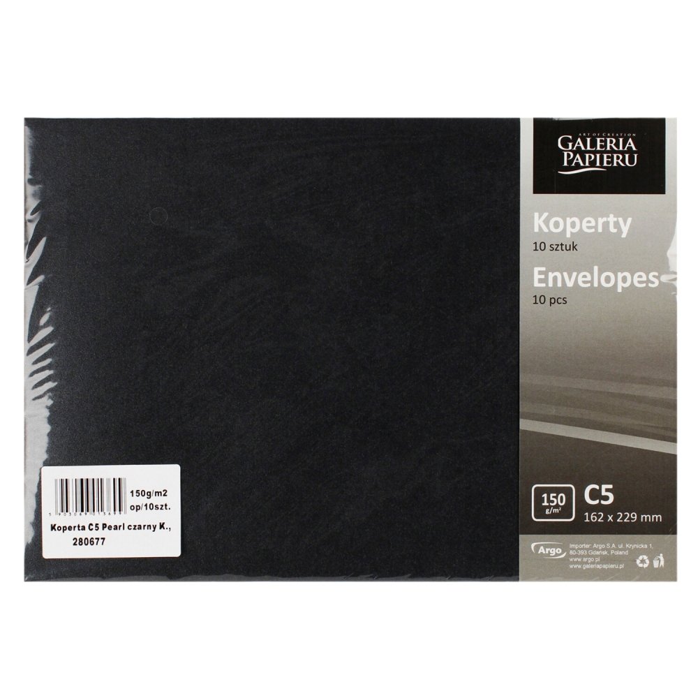 KOPERTA C5 PEARL CZARNY 10SZT 150G GALERIA PAPIERU - Inny producent ...