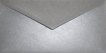 Koperty ozdobne perłowe DL NK szare Aster Metallic Grey 120g 25 szt. - na zaproszenia ślubne kartki okolicznościowe vouchery
