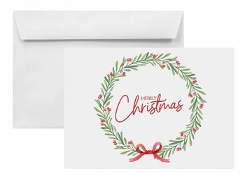 Koperty świąteczne na Boże Narodzenie B6 HK białe z nadrukiem Wianek 25 szt. - koperty z nadrukiem świątecznym na kartki pieniądze zaproszenia - Inna marka