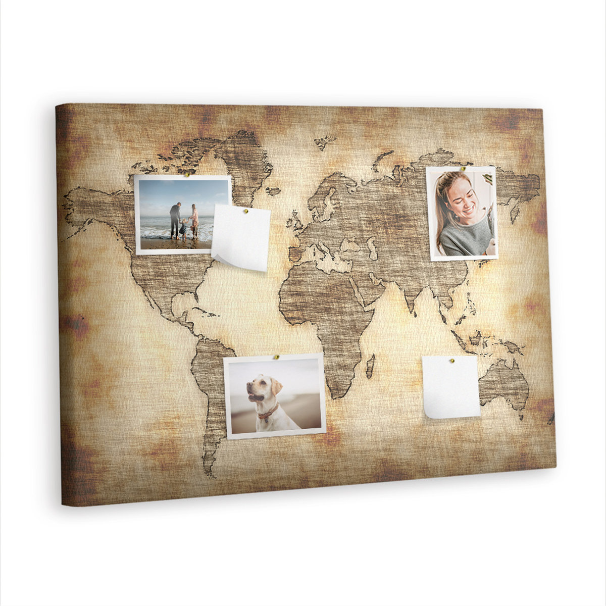 Zdjęcia - Tablica biurowa Korkowa Plansza z Pinezkami - 100x70 - Stara mapa świata