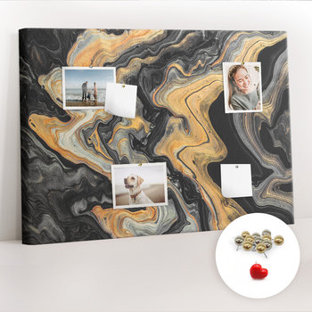 Korkowa Tablica 100x70 cm - Złoty marmur + Metaliczne Pinezki - Coloray