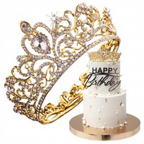 KORONA ZŁOTA NA TORT metalowa PREMIUM duża 11 cm DEKORACJA NA TORT OZDOBA