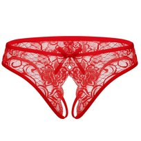 Koronkowe Majtki Damskie Stringi Otwarte Seksowne Czerwone SNM