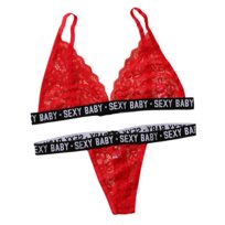 Koronkowy Komplet Bielizna Damska Zestaw Stanik Majtki Walentynki