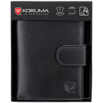 Koruma, Portfel Męski Skórzany RFID, czarny, 2,5x9,5x12,5 cm - Koruma