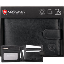 Koruma, Portfel męski Skórzany, SM-907GBL, czarny, antyRFID Koruma