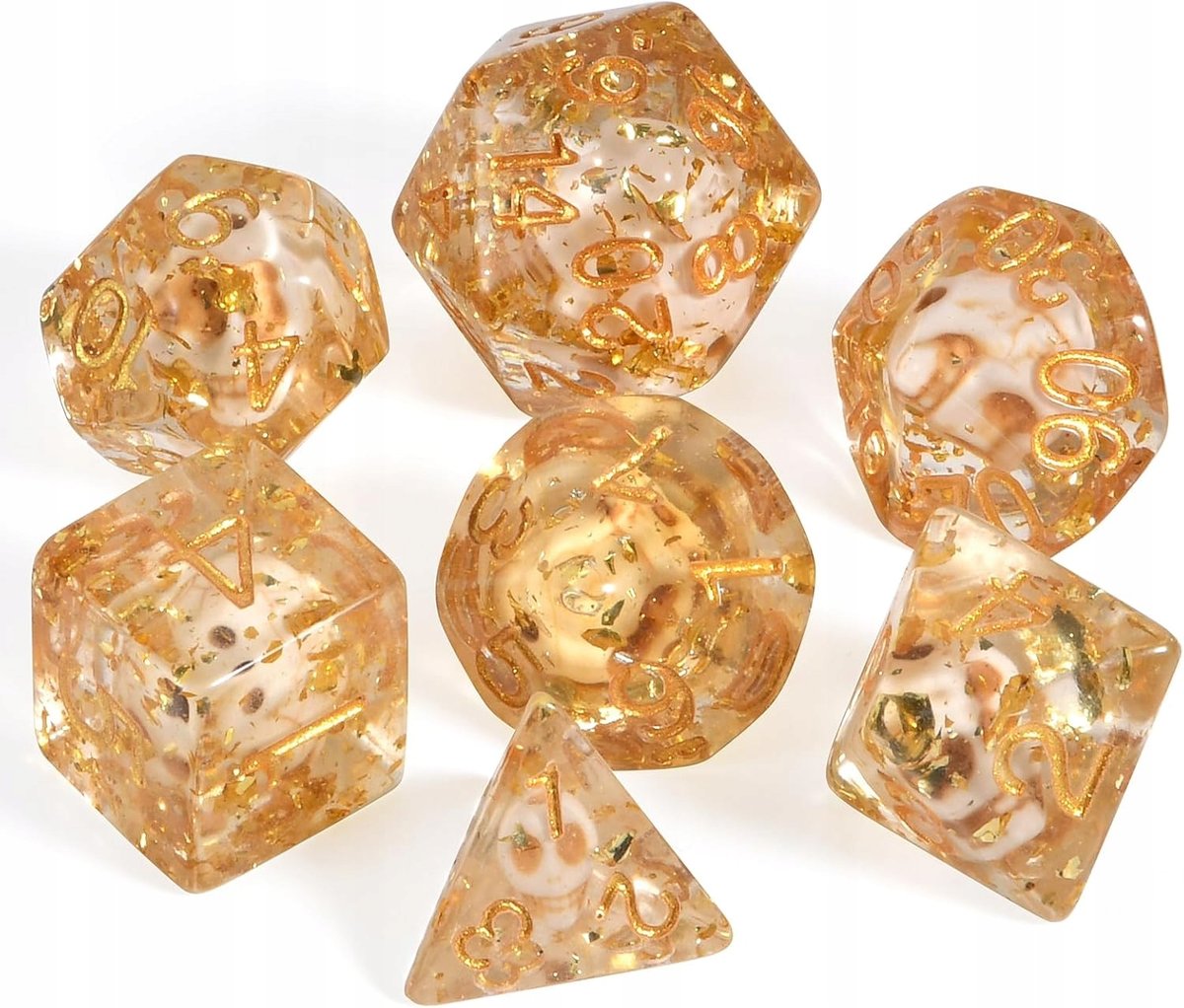 KOŚCI DO Dungeons&Dragons Do Gry 7szt czaszką i złota folia Horror Dice Set