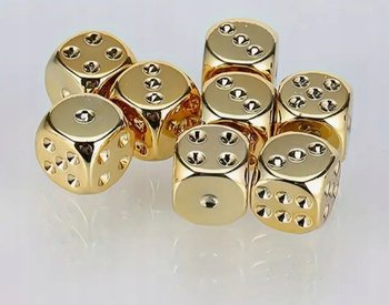 Kości do gry kostki złote pozłacane zestaw 5 sztuk prezent - Inna marka